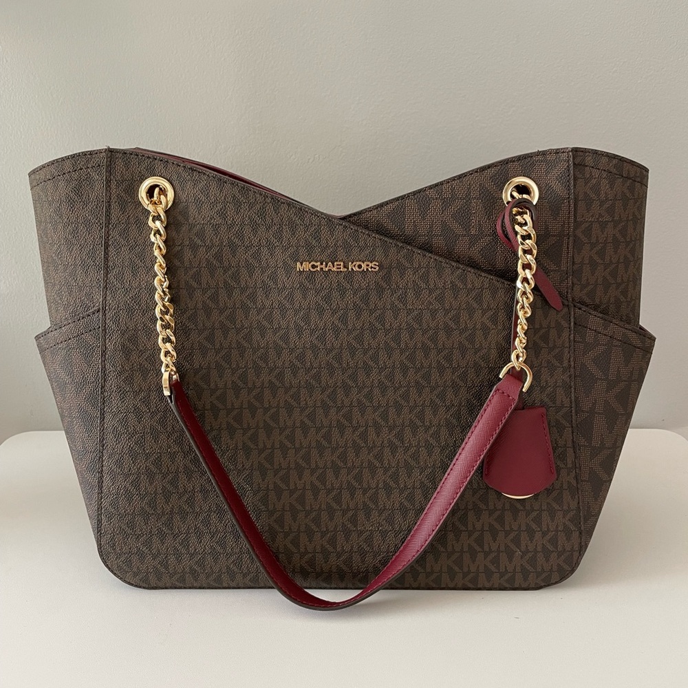 MICHAEL KORS Jet Set Large Logo Shoulder Bag, Brown
